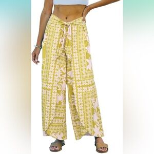 Waitfairy Womens Wide Leg Pants Boho Split Flowy Palazzo Pants